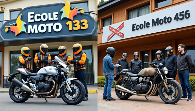 découvrez notre comparaison détaillée entre l'ecole moto 123 et l'ecole moto 456. analysez les formules proposées, les tarifs, ainsi que les avantages de chaque établissement pour faire le meilleur choix pour votre formation moto.